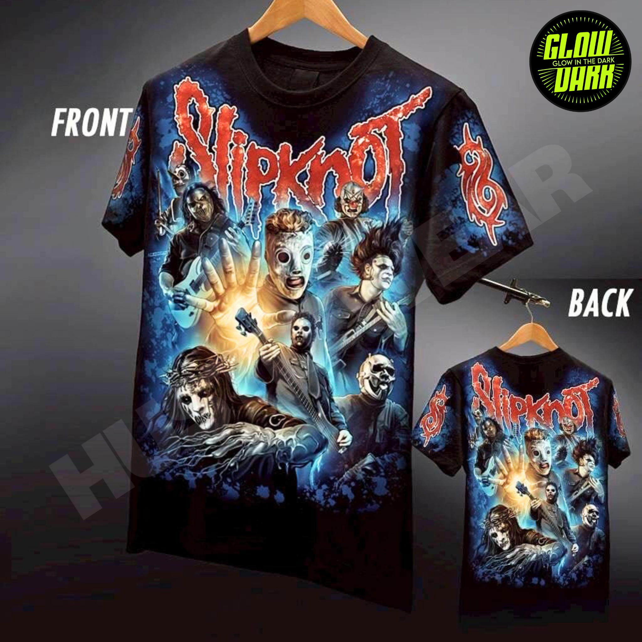 Premium Glow in the Dark Full-Sleeve Print | Slip Knot Band