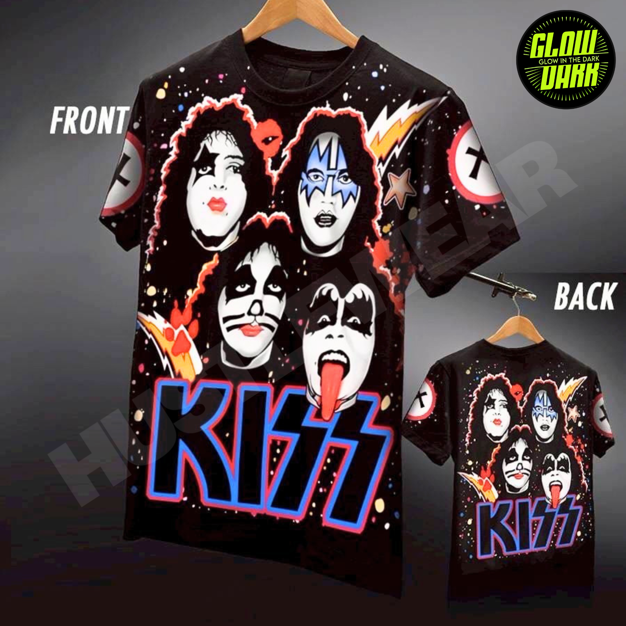 Premium Glow in the Dark Full-Sleeve Print | Kiss Band