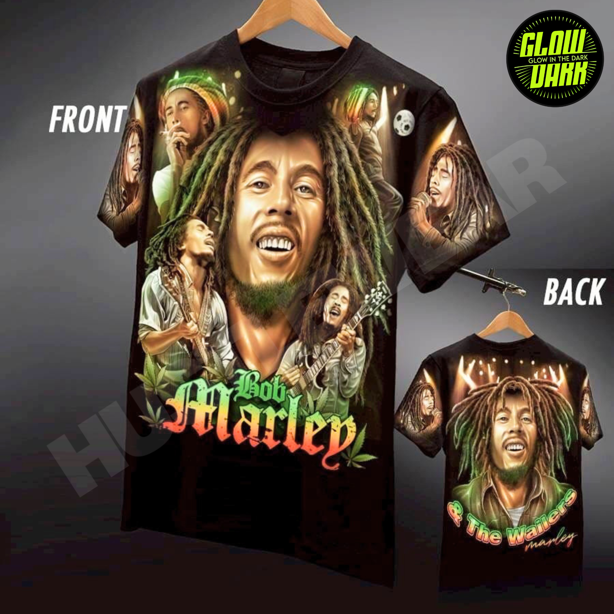 Premium Glow in the Dark Full-Sleeve Print | Bob Marley